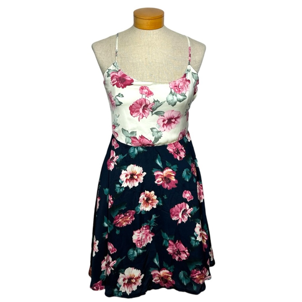Glamorous Pink Floral Spaghetti Strap Fit Flare Dress Likely XS SEE SIZE NOTES